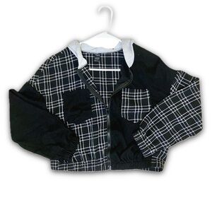 SHEIN Black and White Plaid Jacket Size Medium